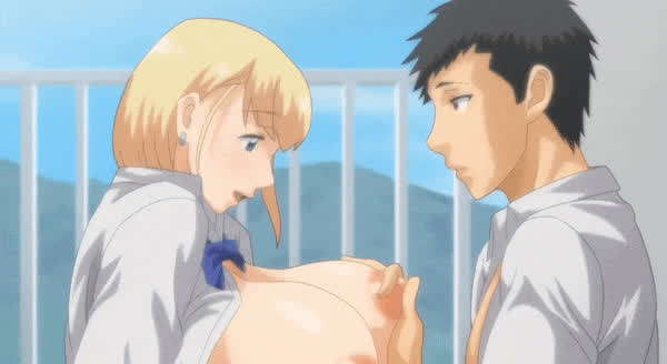 Animation Big Nipples Big Tits Blonde Blue Eyes Clothed Hentai Huge Tits gif