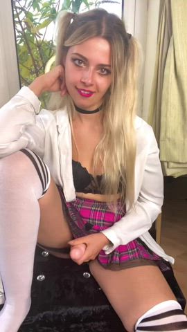 Femdom POV Schoolgirl Strap On gif