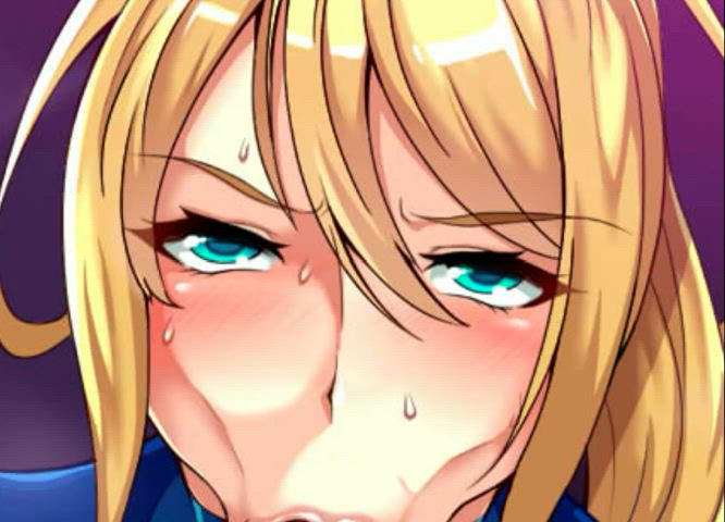 animation anime blonde blowjob bodysuit cum in mouth cum swallow hentai rule34 thick