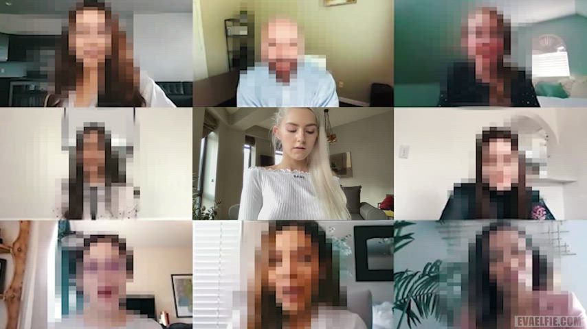 Eva Elfie masturbating during a Zoom class