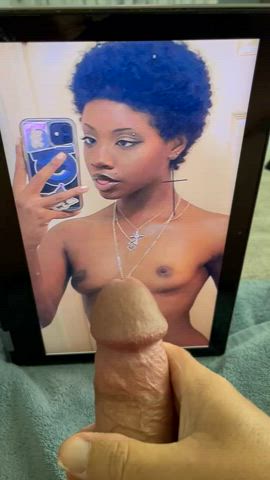 cock ebony jerk off masturbating tits gif