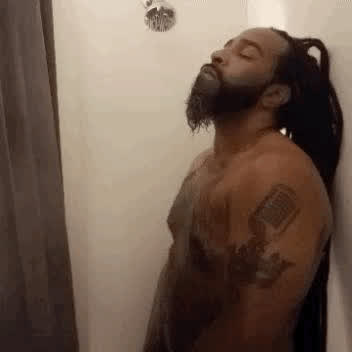 dreaded prince dreads ebony masturbating shower solo gif