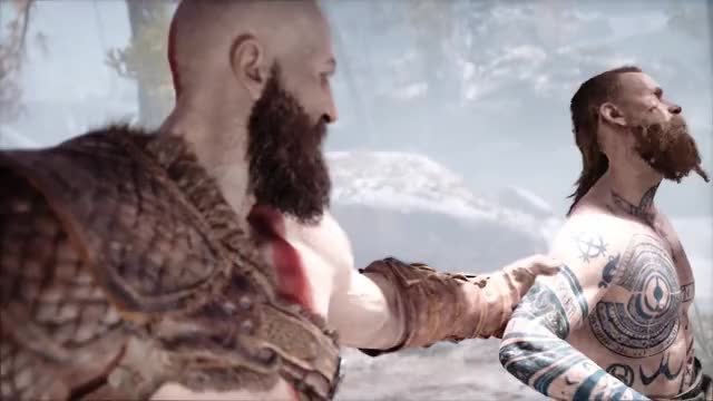 Baldur Uppercutting Kratos - God of War (2018)