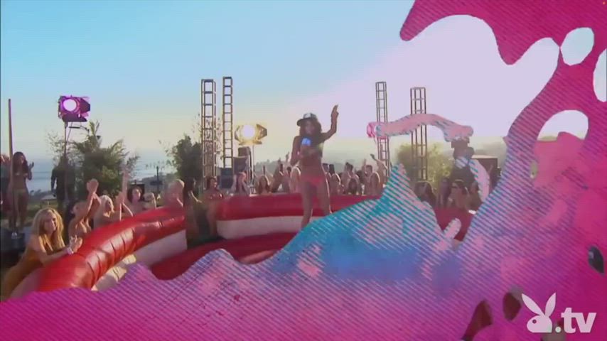 bikini party playboy pool topless gif