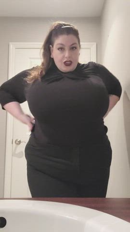 bbw big tits boobs redhead goth-girls gif