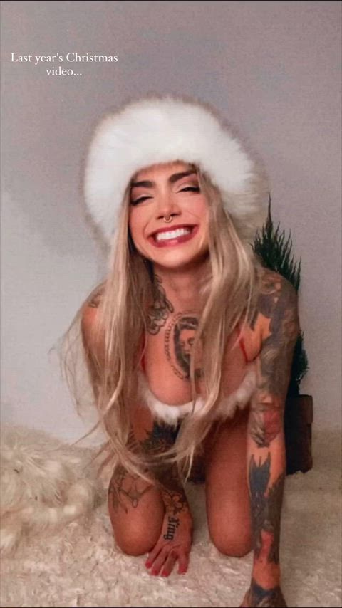 blonde christmas tattooed gif