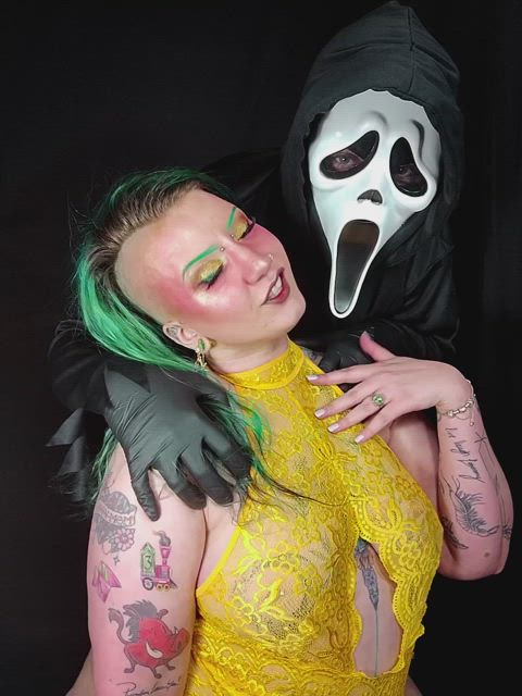 cosplay halloween piercing smile tattooed gif