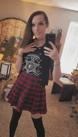 Cock Girl Dick Girlfriend Goth OnlyFans Schoolgirl Skirt Socks Upskirt gif