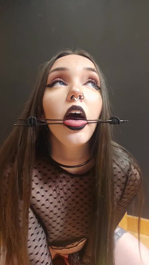 alt alternative bdsm ball gagged female gag gagged kinky solo gif