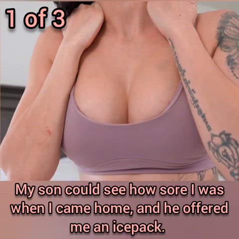 big tits boobs caption mom son sports bra step-mom step-son taboo yoga pants girls-in-yoga-pants