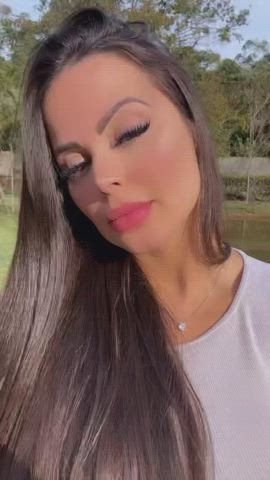 Brazilian Brown Eyes Brunette Facial Goddess Labia Tease gif