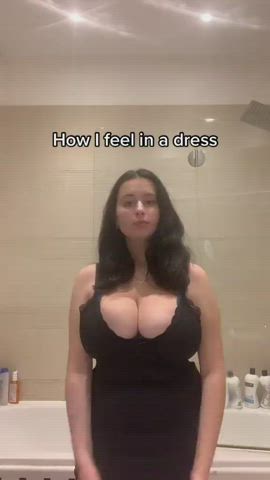 big tits cleavage dress gif