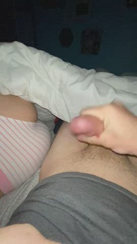 Watch me shoot a thick glob of cum all over her fat ass