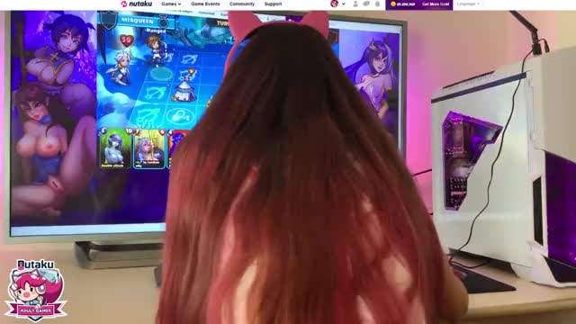 Hottest Petite fucked while plays Nutaku Games - POV slow motion cumshot