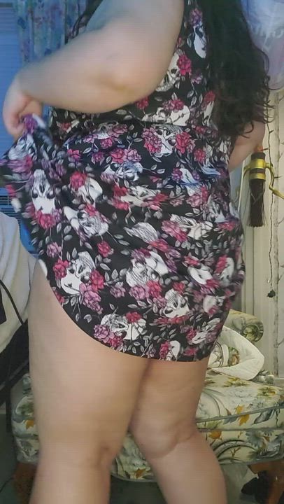 Ass BBW Booty Chubby Clothed Dress Panties Tease gif