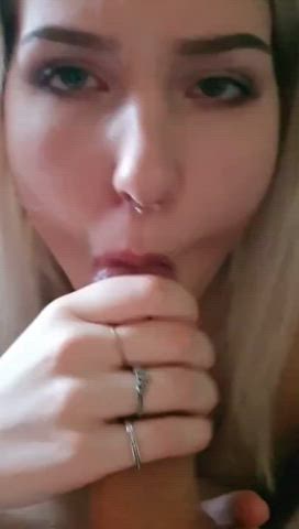 blonde blowjob piercing gif