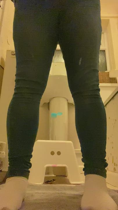 Bathroom Fetish Jeans Pee Peeing Piss Pissing Wet gif