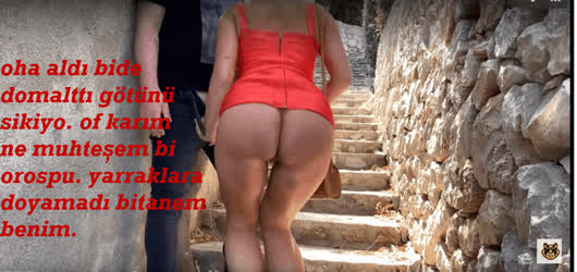 Ass Caption Cheating Cuckold Dress Hotwife Public Sharing Turkish gif