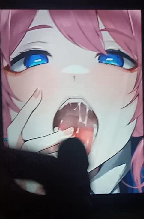 anime cum in mouth hentai male masturbation tongue tribute gif