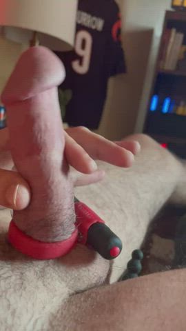 Holding my balls hostage by holding a vibrator against them until I cum. Bonus audio.