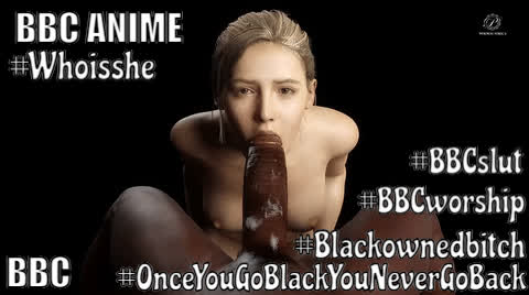 animation anime bbc blonde blowjob blue eyes eye contact interracial white girl gif