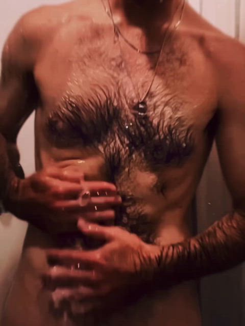 amateur hairy hairy chest shower gif