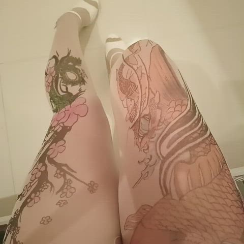 I love rubbing my tattoo bodystockings. It feels good to my silky Asian skin