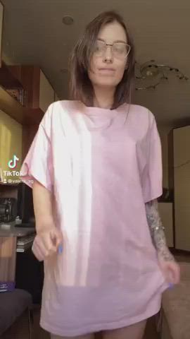 Homemade NSFW Naked Natural Tits Nude Shaved Pussy Small Tits Tattoo TikTok gif