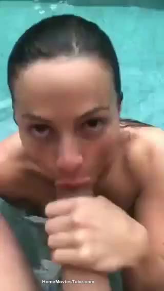 Pool blowjob and swallow