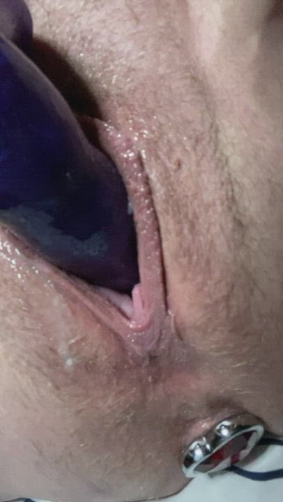 Butt Plug Close Up Masturbating Wet Pussy gif