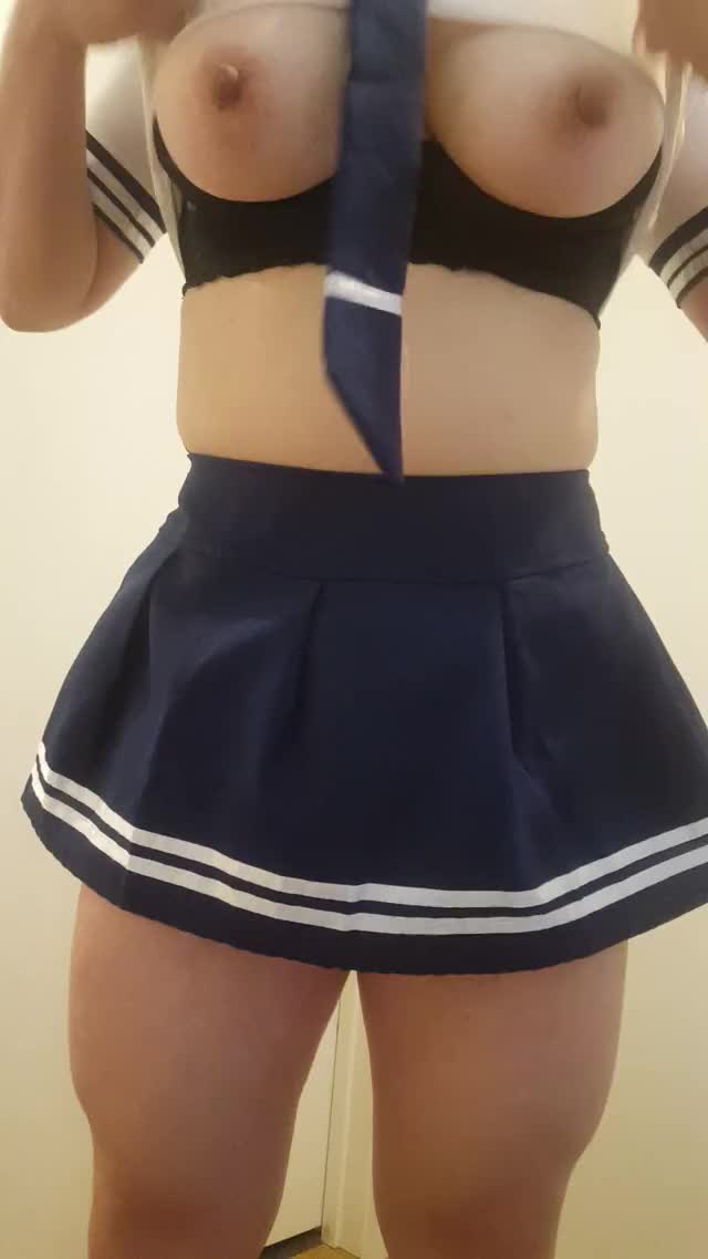 What's this schoolgirl hiding underneath her skirt?