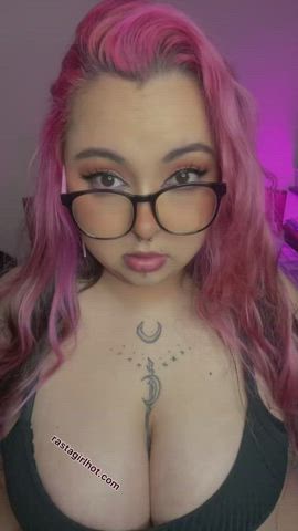 big tits boobs curvy cute gamer girl geek girlfriend natural tits thick gif