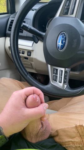 car cumshot jerk off public gif