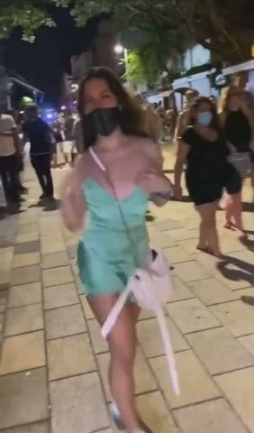 big tits boobs dress flashing nsfw outdoor public teen tits gif