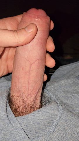 cock foreskin masturbating gif