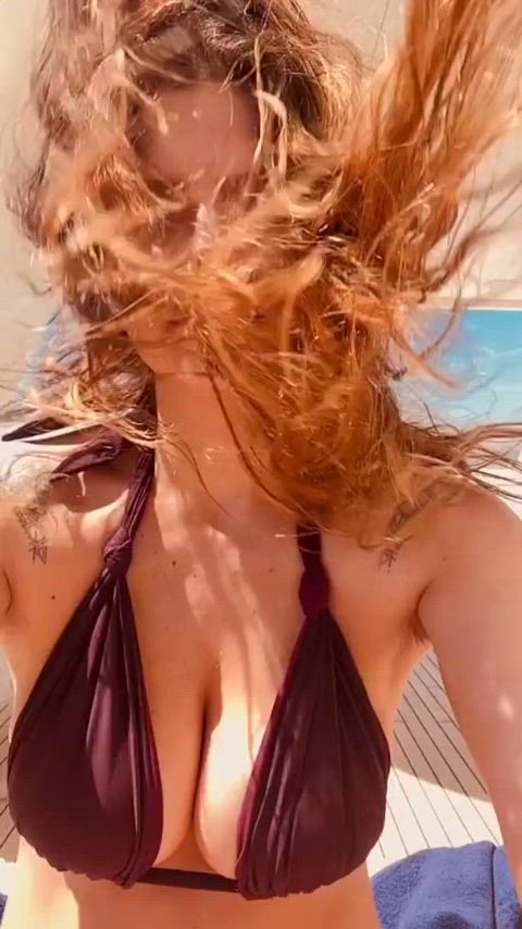 bikini cleavage lake gif