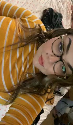 BBW Big Tits Eye Contact Glasses Groping Natural Tits Nerd Pretty Titty Drop gif