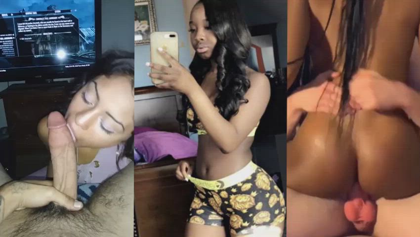 blowjob ebony split screen porn gif