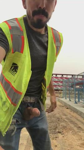 cumshot ejaculation outdoor worker gif