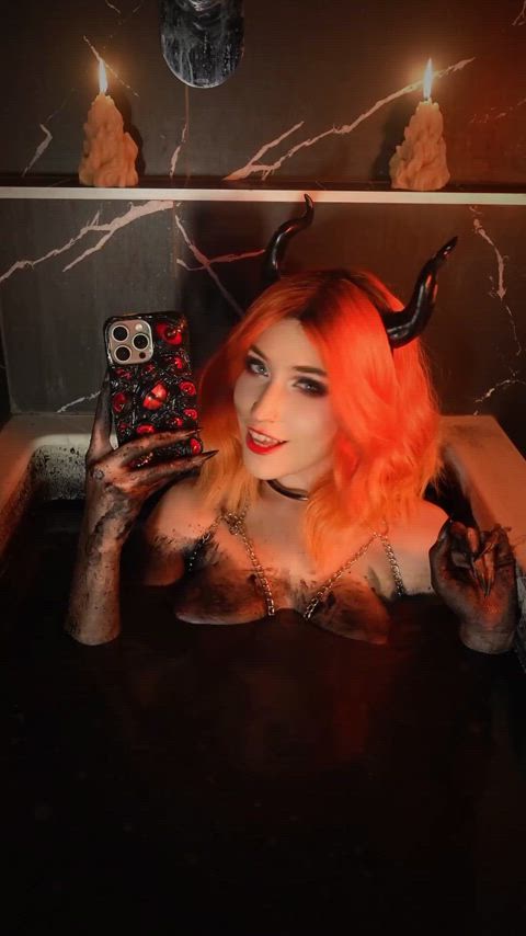 boobs costume demon fantasy onlyfans redhead succubus tiktok tits topless gif