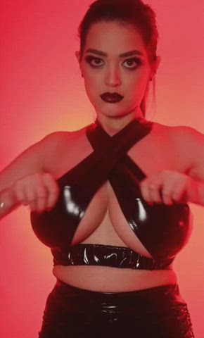 Tessa's huge PVC covered tits