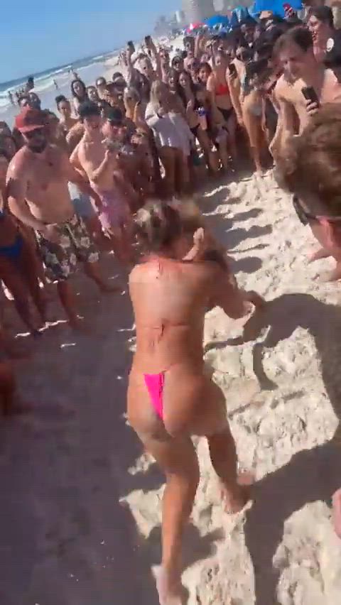 ass bikini spring break thong wrestling gif