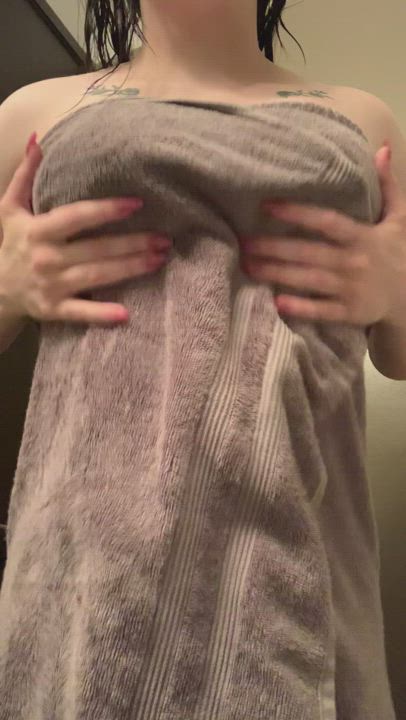 after shower towel reveal!