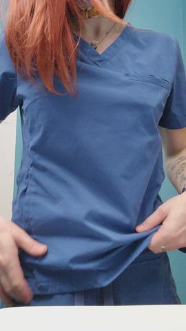 Redhead hospital scrubs