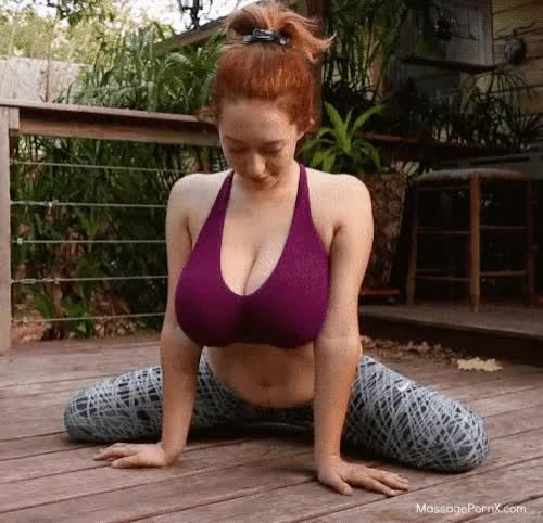 big boobs redhead do yoga