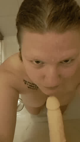 amateur blowjob boobs deepthroat dildo natural tits onlyfans pov shower thick gif