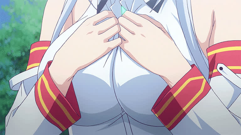 anime bouncing tits cleavage ecchi huge tits undressing gif