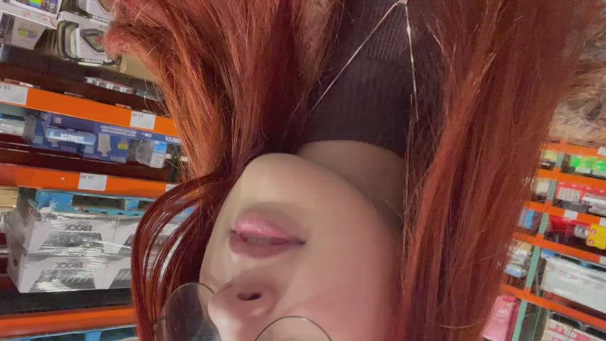 flashing glasses public redhead gif