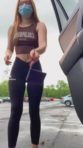 Big Ass Glasses Non-nude Outdoor Redhead Teen TikTok gif