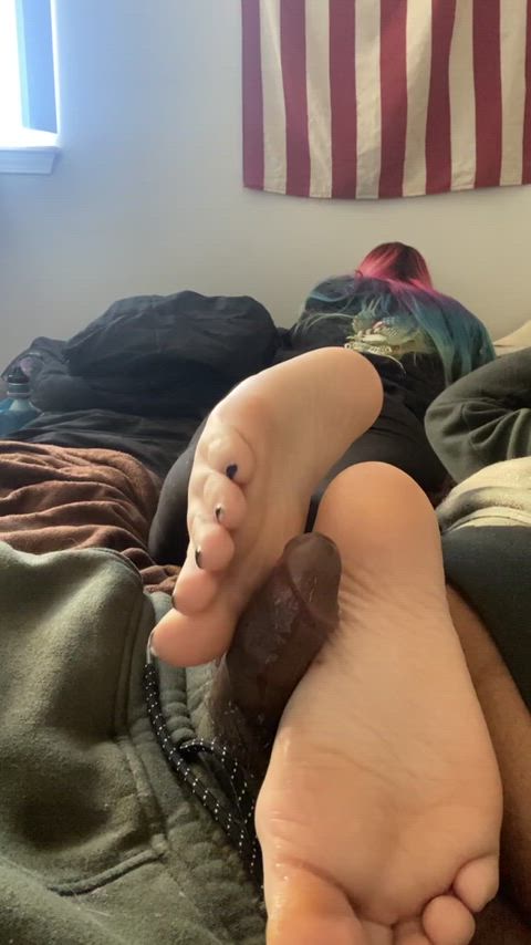 cheating cumshot footjob small dick gif